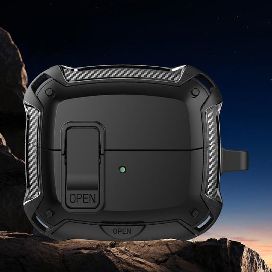 For Samsung Galaxy Buds3 / Buds3 Pro Bumblebee Shockproof Earphones Case with Hook & Holder(Black)