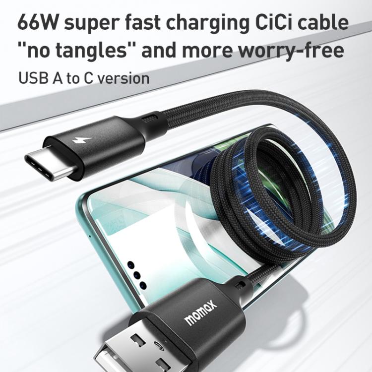 MOMAX DA60 66W USB to USB-C / Type-C Magnetic Braided Fast Charging Cable, Length:1m(Titanium Gold) - USB-C & Type-C Cable by MOMAX | Online Shopping UK | buy2fix
