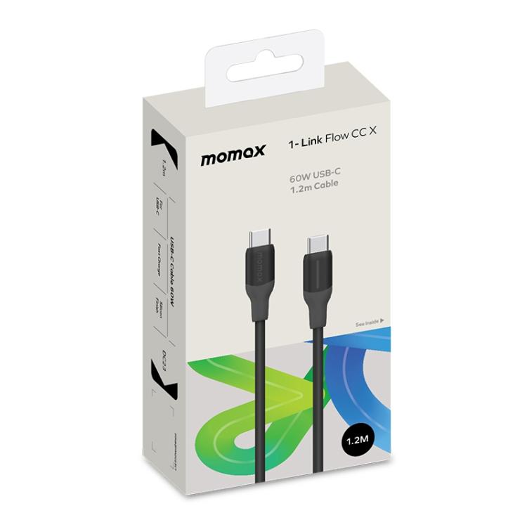 MOMAX DC23 1-Link Flow CC X 60W USB-C / Type-C to USB-C / Type-C Fast Charging Cable, Length:1.2m(Black) - USB-C & Type-C Cable by MOMAX | Online Shopping UK | buy2fix
