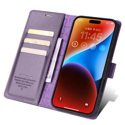 For iPhone 16 Forwenw F6 Series RFID Leather Phone Case(Purple) - iPhone 16 Cases by Forwenw | Online Shopping UK | buy2fix
