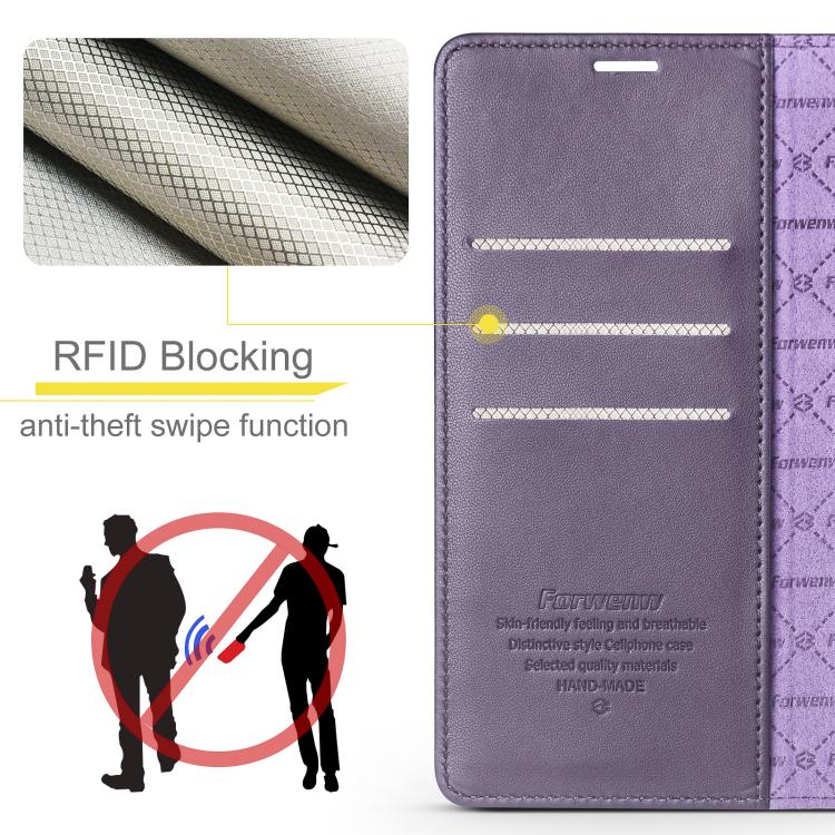 For iPhone 14 Forwenw F6 Series RFID Leather Phone Case(Purple) - iPhone 14 Cases by Forwenw | Online Shopping UK | buy2fix