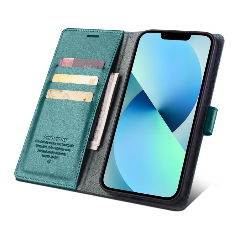 For iPhone 14 Forwenw F6 Series RFID Leather Phone Case(Green) - iPhone 14 Cases by Forwenw | Online Shopping UK | buy2fix