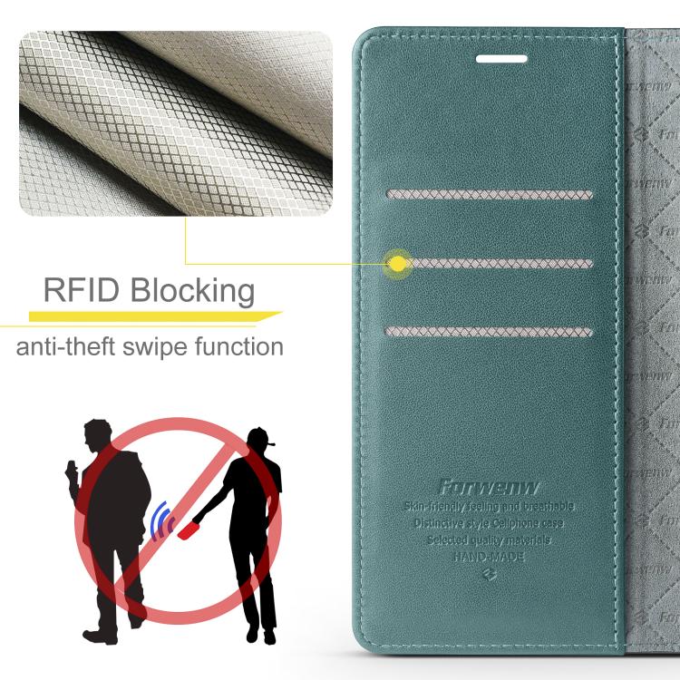 For iPhone 14 Forwenw F6 Series RFID Leather Phone Case(Green) - iPhone 14 Cases by Forwenw | Online Shopping UK | buy2fix