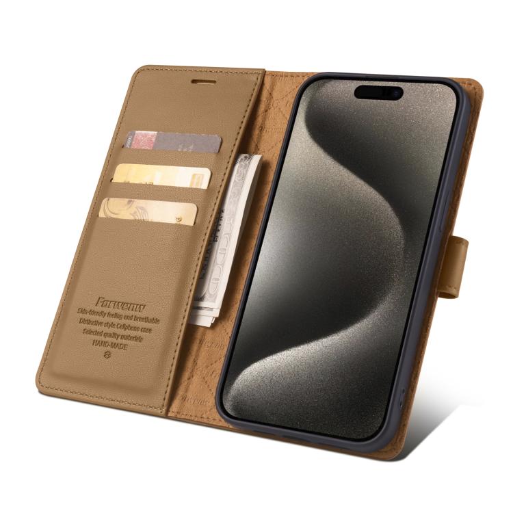 For iPhone 13 Pro Max Forwenw F6 Series RFID Leather Phone Case(Brown) - iPhone 13 Pro Max Cases by Forwenw | Online Shopping UK | buy2fix