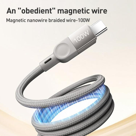 MOMAX DC35 100W USB-C / Type-C to USB-C / Type-C Magnetic Braided Data Cable, Length:1m(Titanium Gold) - USB-C & Type-C Cable by MOMAX | Online Shopping UK | buy2fix