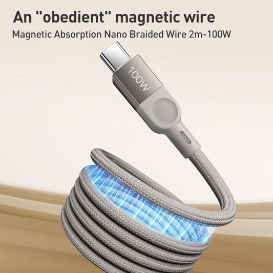 MOMAX DC36 100W USB-C / Type-C to USB-C / Type-C Magnetic Braided Data Cable, Length:2m(White) - USB-C & Type-C Cable by MOMAX | Online Shopping UK | buy2fix