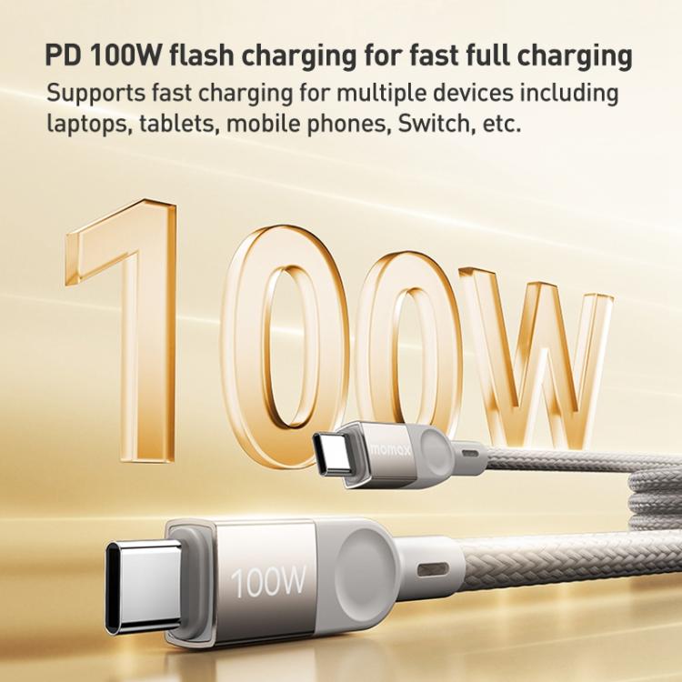 MOMAX DC36 100W USB-C / Type-C to USB-C / Type-C Magnetic Braided Data Cable, Length:2m(Black) - USB-C & Type-C Cable by MOMAX | Online Shopping UK | buy2fix