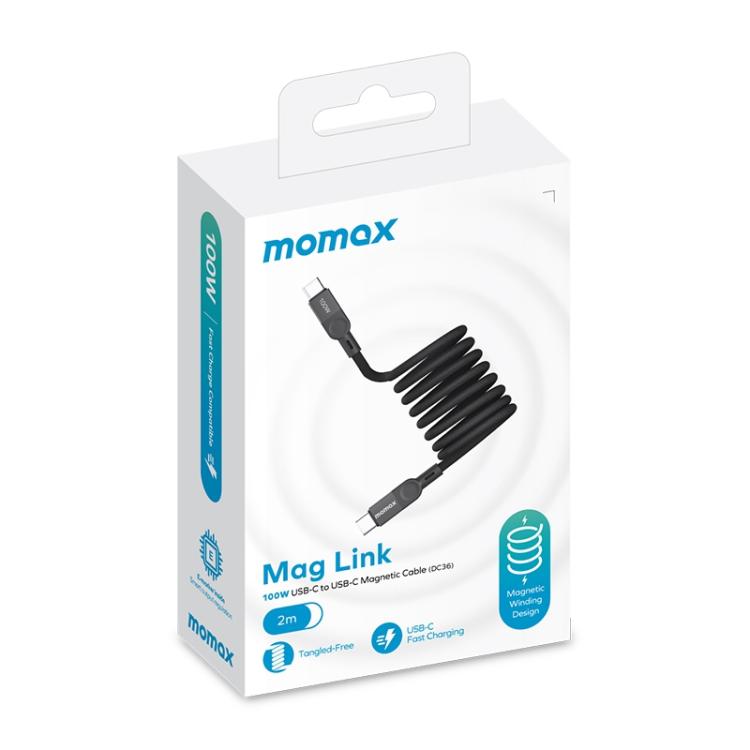 MOMAX DC36 100W USB-C / Type-C to USB-C / Type-C Magnetic Braided Data Cable, Length:2m(Black) - USB-C & Type-C Cable by MOMAX | Online Shopping UK | buy2fix