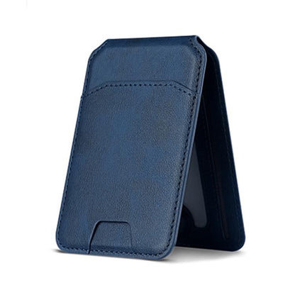 Multifunctional MagSafe Magnetic Bracket Leather Card Bag(Dark Blue) - Adhesive Card Holders by buy2fix | Online Shopping UK | buy2fix