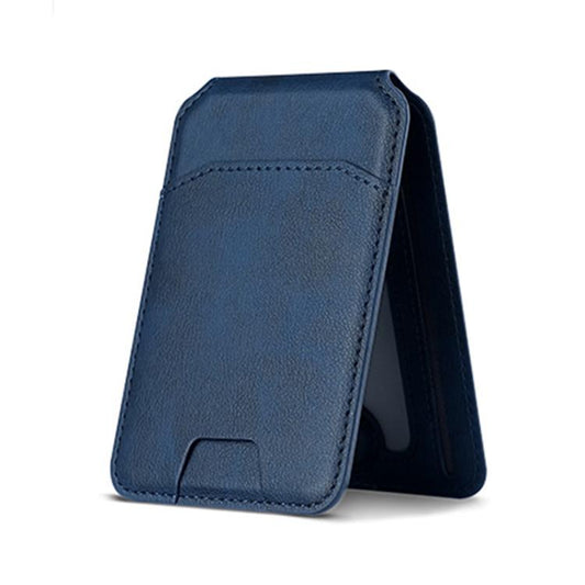 Multifunctional MagSafe Magnetic Bracket Leather Card Bag(Dark Blue) - Adhesive Card Holders by buy2fix | Online Shopping UK | buy2fix