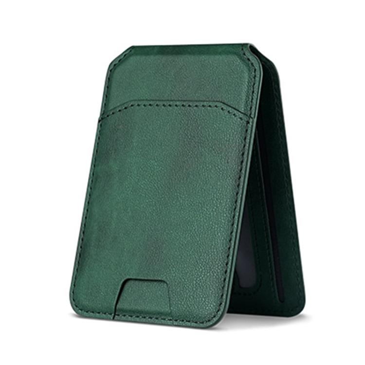 Multifunctional MagSafe Magnetic Bracket Leather Card Bag(Green) - Adhesive Card Holders by buy2fix | Online Shopping UK | buy2fix