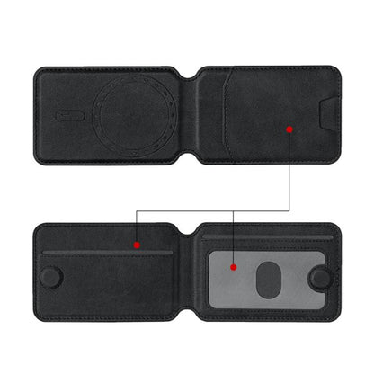 Multifunctional MagSafe Magnetic Bracket Leather Card Bag(Black) - Adhesive Card Holders by buy2fix | Online Shopping UK | buy2fix