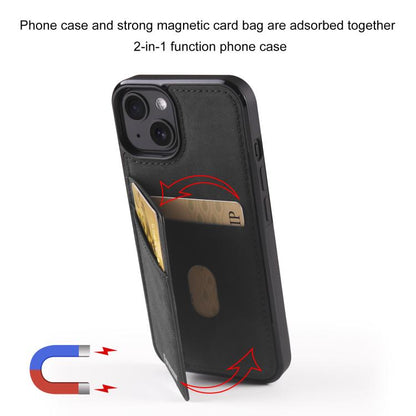 For iPhone 13 mini Forwenw F8 Series 2 in 1 Magnetic Card Slot Leather Phone Case(Black) - iPhone 13 mini Cases by Forwenw | Online Shopping UK | buy2fix