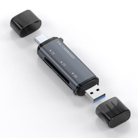 ADS-318 Type-C 5 in 1 Multi-Function Card Reader(Grey) - U Disk & Card Reader by buy2fix | Online Shopping UK | buy2fix