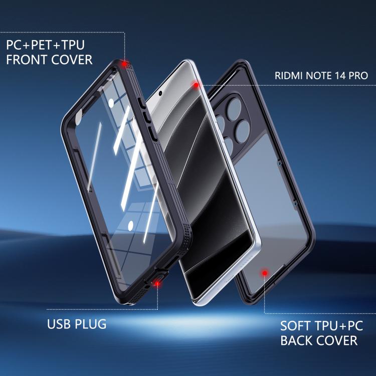 For Redmi Note 14 Pro 5G RedPepper Mars Series IP68 Waterproof Phone Case(Black) - Note 14 Pro Cases by RedPepper | Online Shopping UK | buy2fix