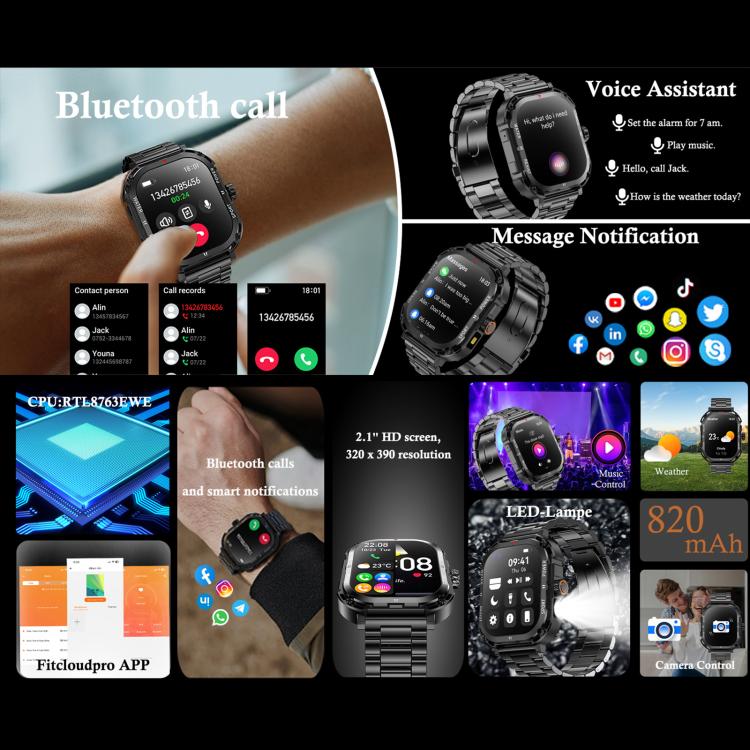 LF37 2.1 inch BT Call Smart Watch, Support Blood Oxygen / Heart Rate / Female Menstrual(Black Silicone) - Smart Watches by buy2fix | Online Shopping UK | buy2fix