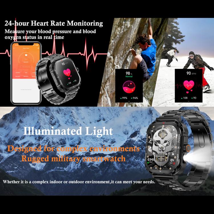 LF37 2.1 inch BT Call Smart Watch, Support Blood Oxygen / Heart Rate / Female Menstrual(Black Steel) - Smart Watches by buy2fix | Online Shopping UK | buy2fix