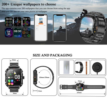 LF37 2.1 inch BT Call Smart Watch, Support Blood Oxygen / Heart Rate / Female Menstrual(Black Steel) - Smart Watches by buy2fix | Online Shopping UK | buy2fix