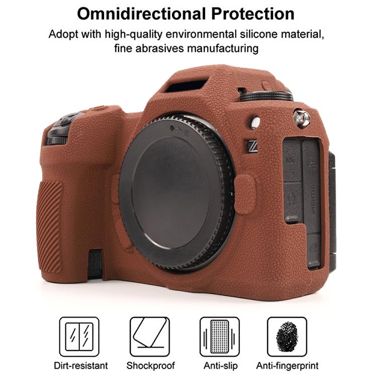 For Nikon Z6III Litchi Texture Soft Silicone Protective Case(Coffee) - Protective Case by buy2fix | Online Shopping UK | buy2fix