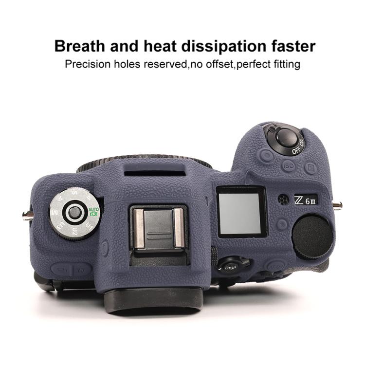 For Nikon Z6III Litchi Texture Soft Silicone Protective Case(Dark Blue) - Protective Case by buy2fix | Online Shopping UK | buy2fix