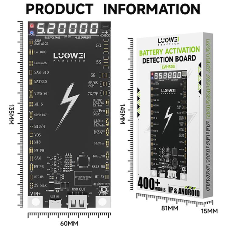 LUOWEI LW-B03 Battery Fast Charging Activation Board for iPhone/Android - Dust Remove Tool by LUOWEI | Online Shopping UK | buy2fix