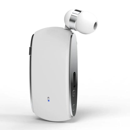 K68 Card Business Collar Clip Type Single Ear Bluetooth Earphones(White) - Bluetooth Earphone by buy2fix | Online Shopping UK | buy2fix