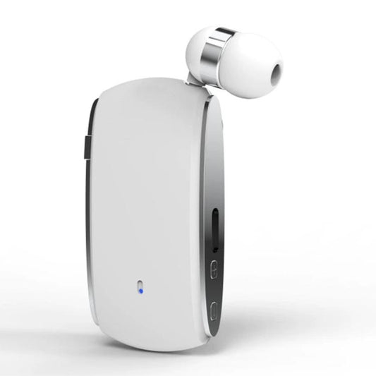 K68 Card Business Collar Clip Type Single Ear Bluetooth Earphones(White) - Bluetooth Earphone by buy2fix | Online Shopping UK | buy2fix