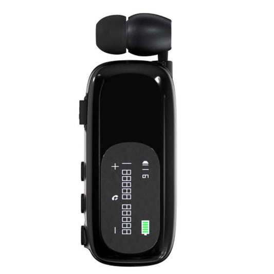 K75 Long Battery Life Business Collar Clip Type Single Ear Bluetooth Earphones(Bright Black) - In Ear Wired Earphone by buy2fix | Online Shopping UK | buy2fix