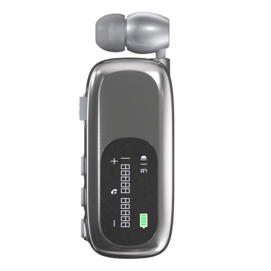 K75 Long Battery Life Business Collar Clip Type Single Ear Bluetooth Earphones(Bright Silver) - TWS Earphone by buy2fix | Online Shopping UK | buy2fix