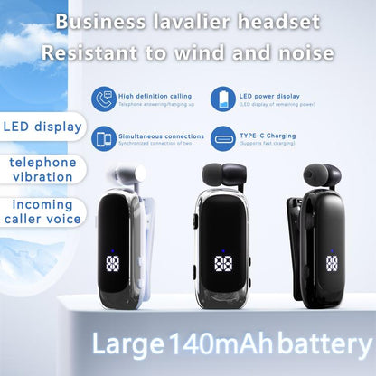 K88 Business Lavalier Single Ear Bluetooth Earphones(Black Silver) - TWS Earphone by buy2fix | Online Shopping UK | buy2fix