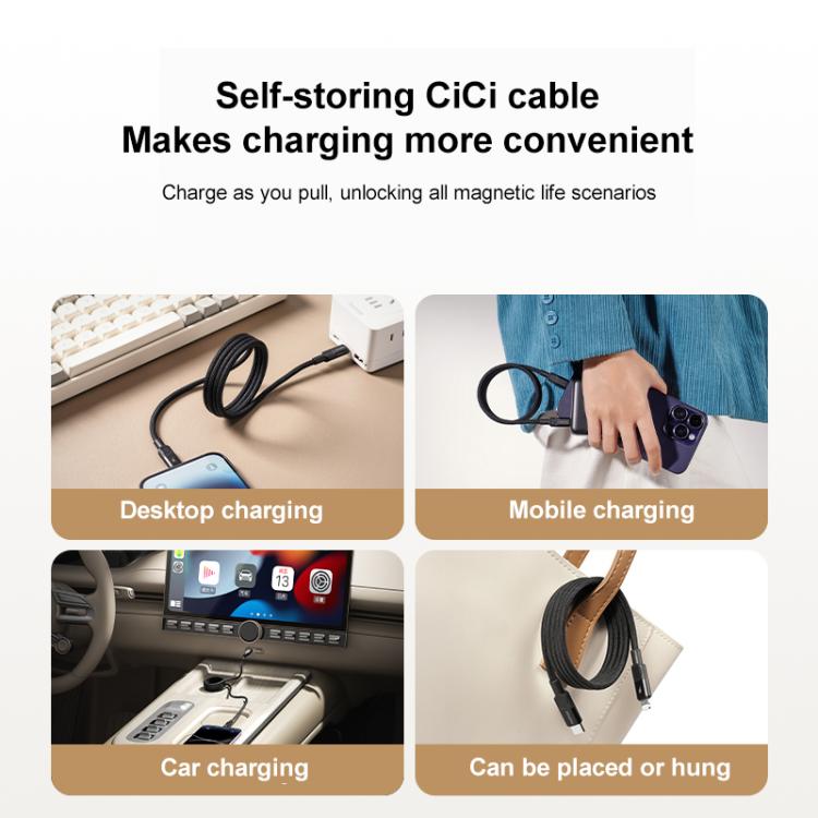 MOMAX DL57D Mag.Link 60W Type-C to 8 Pin Magnetic Braided Fast Charging Data Cable, Length:1m(Black) - 2 in 1 Cable by MOMAX | Online Shopping UK | buy2fix