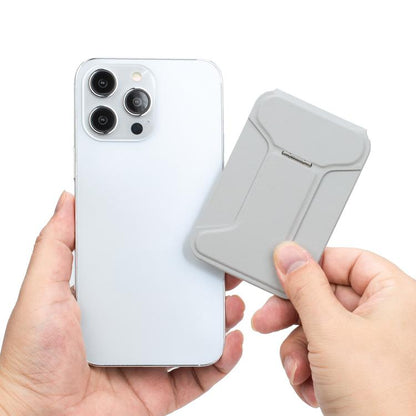 I-Shaped Phone Holder Leather Card Bag(Grey) - Adhesive Card Holders by buy2fix | Online Shopping UK | buy2fix