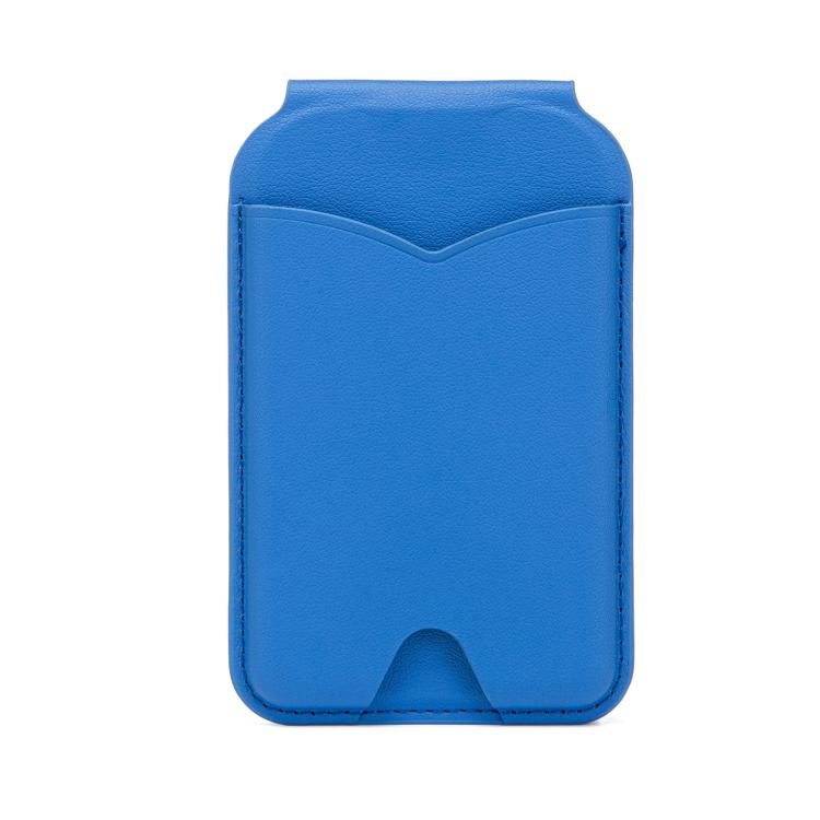 Hinge Mirror Phone Holder Leather Card Bag(Blue) - Adhesive Card Holders by buy2fix | Online Shopping UK | buy2fix