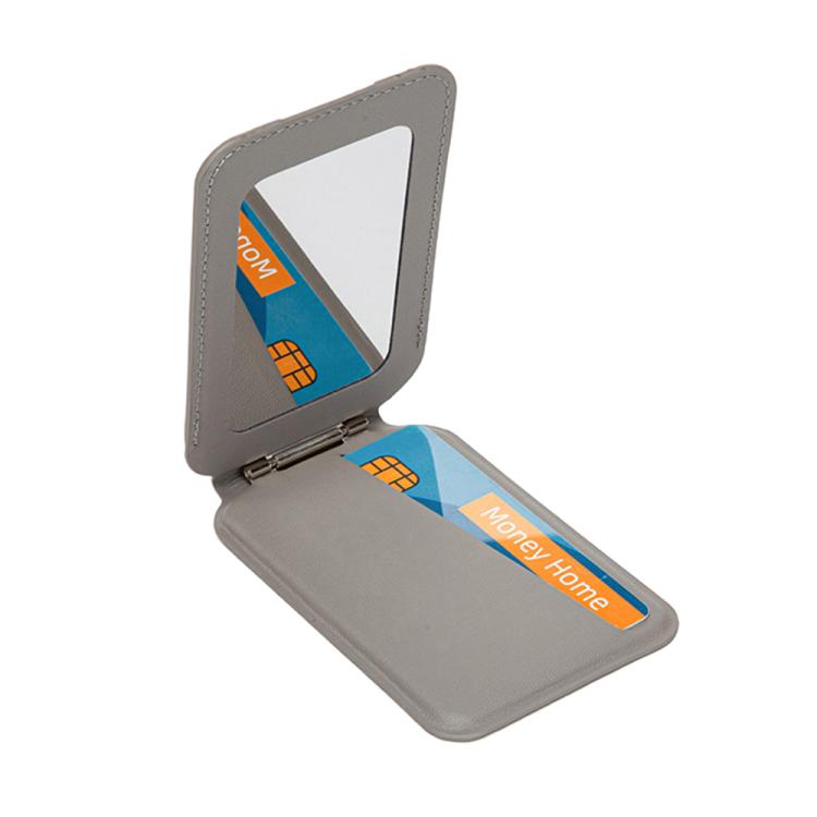 Hinge Mirror Phone Holder Leather Card Bag(Brown) - Adhesive Card Holders by buy2fix | Online Shopping UK | buy2fix