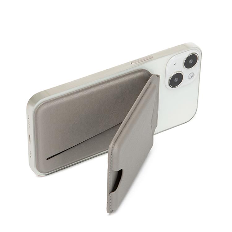 Hinge Mirror Phone Holder Leather Card Bag(Brown) - Adhesive Card Holders by buy2fix | Online Shopping UK | buy2fix