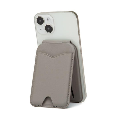 Hinge Mirror Phone Holder Leather Card Bag(Blue) - Adhesive Card Holders by buy2fix | Online Shopping UK | buy2fix