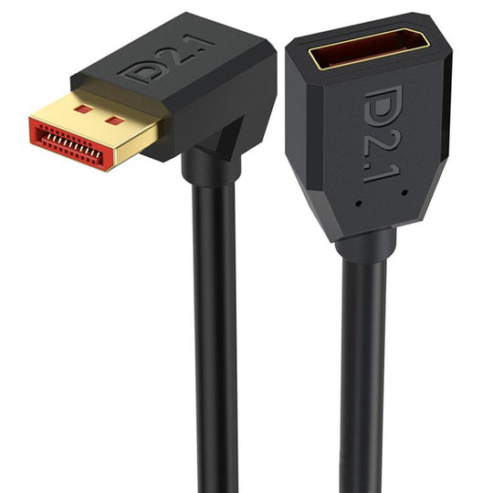 DP2.1 Male to DP2.1 Female Down Elbow 52Gbps 16K 30Hz DisplayPort Extension Adapter Cable, Length: 50cm(Black)