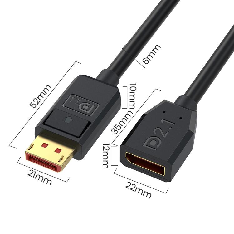 DP2.1 Male to DP2.1 Female Left Elbow 52Gbps 16K 30Hz DisplayPort Extension Adapter Cable, Length: 50cm(Black) -  by buy2fix | Online Shopping UK | buy2fix