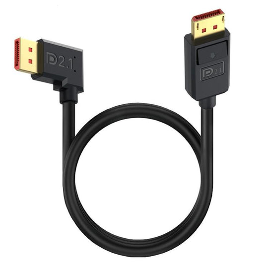 DP2.1 to DP2.1 Left Elbow 52Gbps 16K 30Hz DisplayPort Extension Adapter Cable, Length: 1.8m(Black)