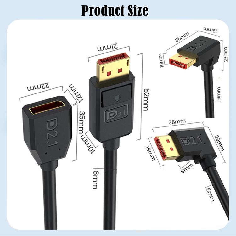 DP2.1 to DP2.1 Right Elbow 52Gbps 16K 30Hz DisplayPort Extension Adapter Cable, Length: 3m(Black) -  by buy2fix | Online Shopping UK | buy2fix