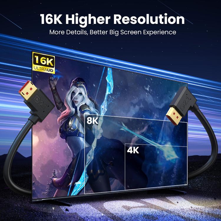 DP2.1 to DP2.1 Down Elbow 52Gbps 16K 30Hz DisplayPort Extension Adapter Cable, Length: 3m(Black) -  by buy2fix | Online Shopping UK | buy2fix