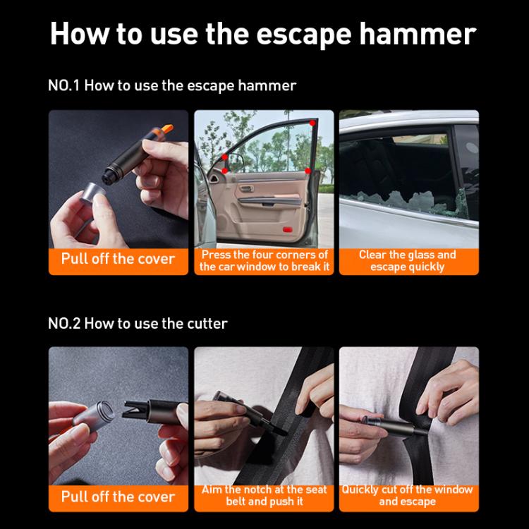 MOMAX CR11E 1-Move Portable 2 in 1 Car Seat Belt Cutter Emergency Safety Hammer(Grey) - Emergency Hammer by MOMAX | Online Shopping UK | buy2fix