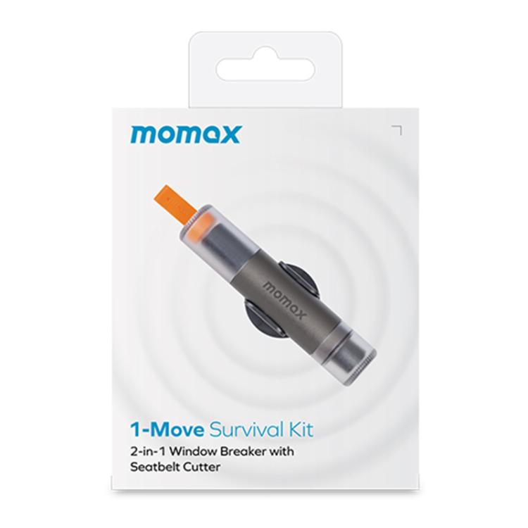 MOMAX CR11E 1-Move Portable 2 in 1 Car Seat Belt Cutter Emergency Safety Hammer(Grey) - Emergency Hammer by MOMAX | Online Shopping UK | buy2fix