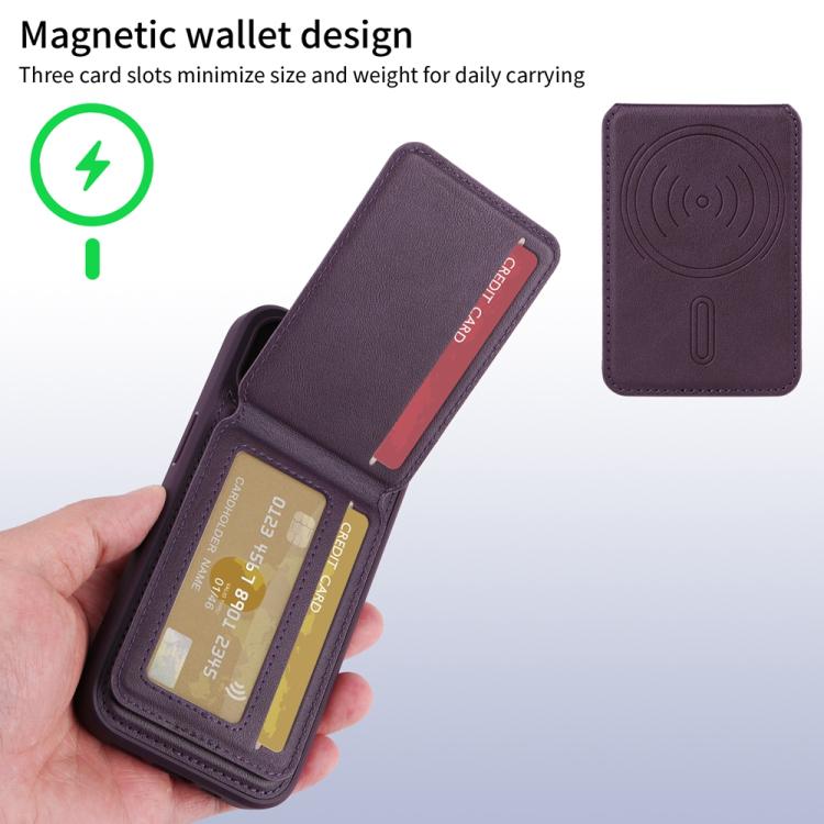 For iPhone 14 Plus BETOPNICE Vertical Flip Detachable MagSafe Wallet Phone Case(Purple) - iPhone 14 Plus Cases by BETOPNICE | Online Shopping UK | buy2fix