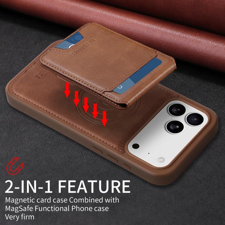 For iPhone 17 Pro Max BETOPNICE Vertical Flip Detachable MagSafe Wallet Phone Case(Brown) - iPhone 17 Pro Max Cases by BETOPNICE | Online Shopping UK | buy2fix
