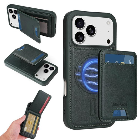 For iPhone 17 Pro BETOPNICE Vertical Flip Detachable MagSafe Wallet Phone Case(Green) - iPhone 17 Pro Cases by BETOPNICE | Online Shopping UK | buy2fix