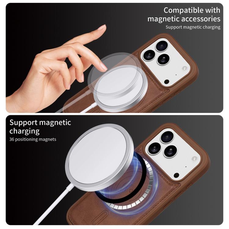 For iPhone 17 Pro BETOPNICE Vertical Flip Detachable MagSafe Wallet Phone Case(Brown) - iPhone 17 Pro Cases by BETOPNICE | Online Shopping UK | buy2fix