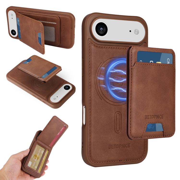 For iPhone Air BETOPNICE Vertical Flip Detachable MagSafe Wallet Phone Case(Brown) - iPhone Air Cases by BETOPNICE | Online Shopping UK | buy2fix