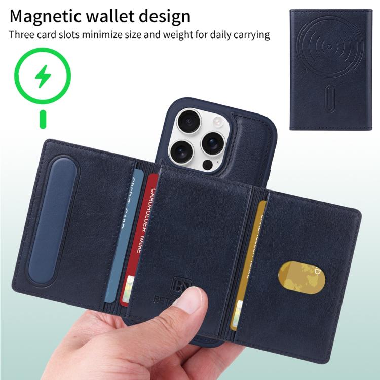 For iPhone 16 Pro BETOPNICE Horizontal Flip Detachable MagSafe Wallet Phone Case(Blue) - iPhone 16 Pro Cases by BETOPNICE | Online Shopping UK | buy2fix