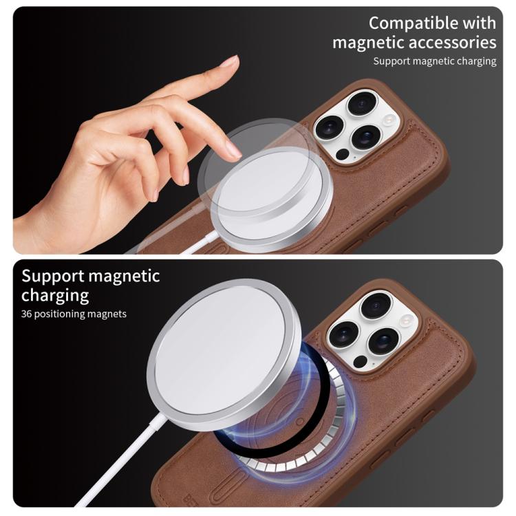 For iPhone 16 Pro BETOPNICE Horizontal Flip Detachable MagSafe Wallet Phone Case(Brown) - iPhone 16 Pro Cases by BETOPNICE | Online Shopping UK | buy2fix